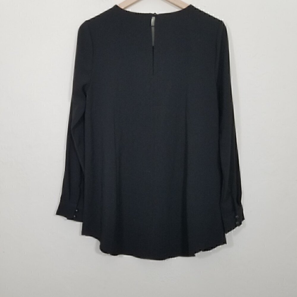 NWT Joan Vass Long Sleeve Top Blouse Black Size 8 - Picture 5 of 7